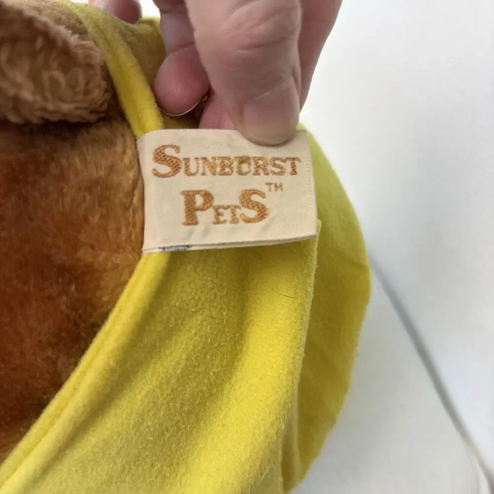 Vintage 1983 Sunburst Pets Brown Puppy Dog Plush Yellow Diaper Commonwealth 80s